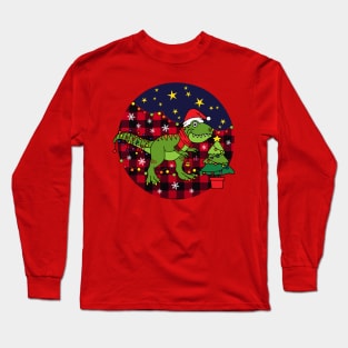 Kids Christmas T-rex Dinosaur Long Sleeve T-Shirt